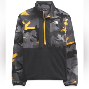The North Face Youth Camo Fleece Pullover Jacket black gold sweatshirt L 14-16